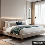 호텔식 침대 고르는 법 - A luxurious modern bedroom featuring a king-size bed with a thick natural latex mattress, topped wit...
