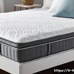 매트리스 브랜드 비교 - A cozy bedroom scene featuring a modern memory foam mattress with a subtle "cocooning" effect, showi...