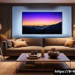 Home 20 필립스 휴 활용법 - A modern French living room at dusk, featuring warm, dimmable smart LED bulbs casting a soft amber g...