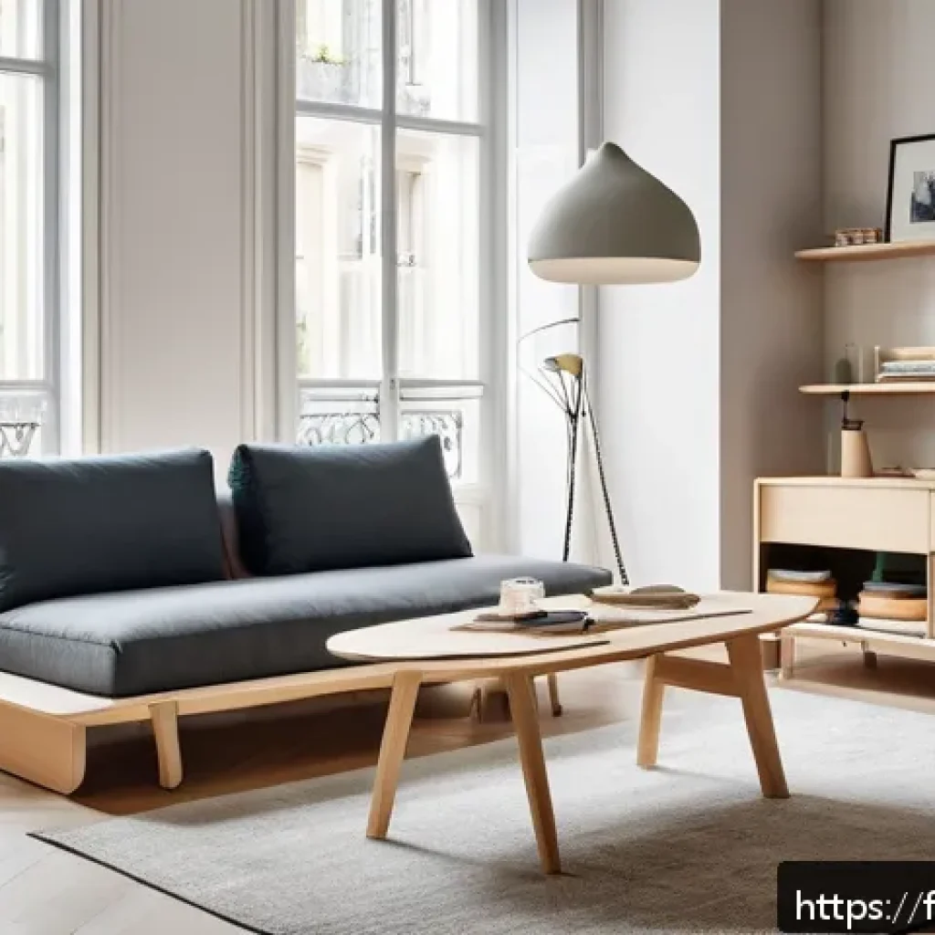 이동식 가구 활용법 - A stylish, compact Parisian studio living room featuring multifunctional mobile furniture: a convert...